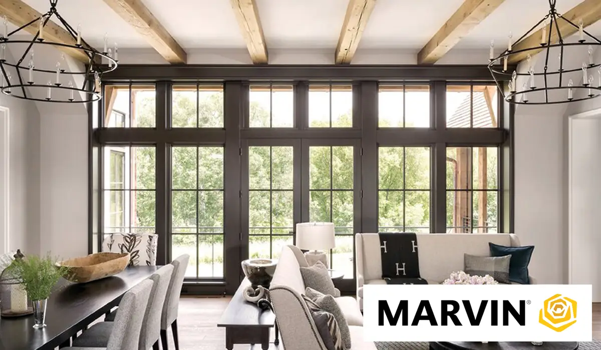 Residential glass wall windows installed by Marvin Windows.