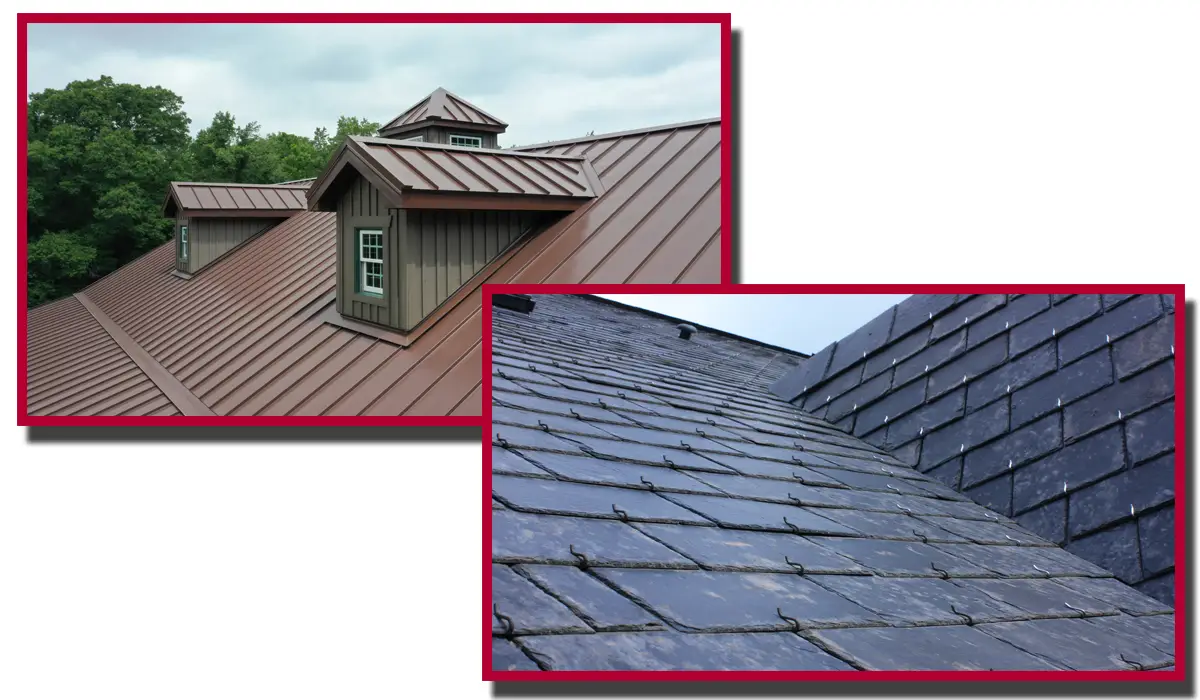 Natural state and metal for residential roofing.