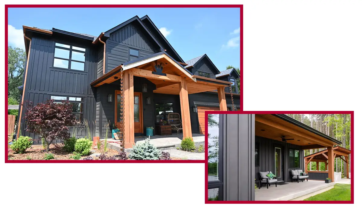 High-quality siding material for your home: board and batten siding and metal panels.