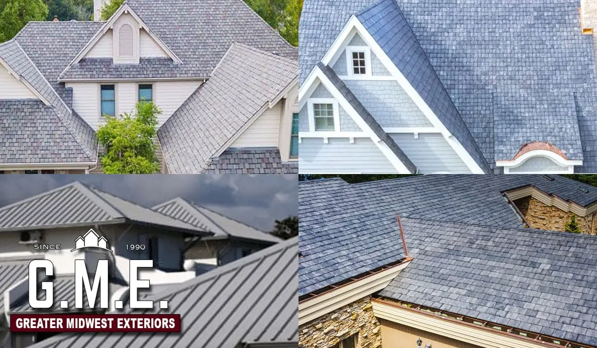 Residential roofing materials: asphalt shingles and metal roofing.